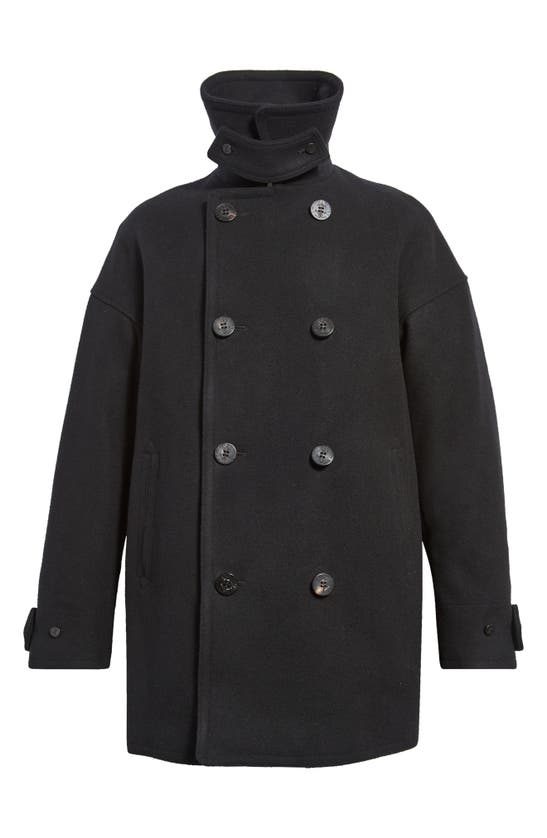 Visvim Lieutenant Wool & Linen Long Peacoat In Black | ModeSens