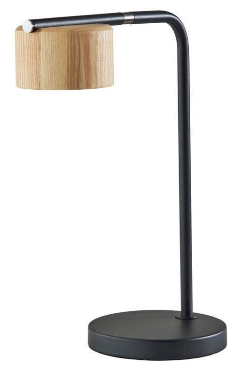 ADESSO LIGHTING Roman LED Desk Lamp in Black /Natural Wood at Nordstrom