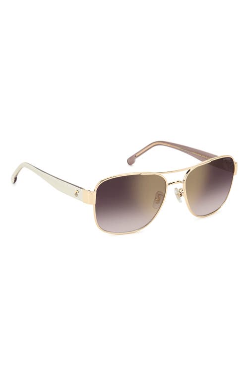 Carrera Eyewear 58mm Gradient Rectangular Aviator Sunglasses In Gold Ivory/goldsp Bursf