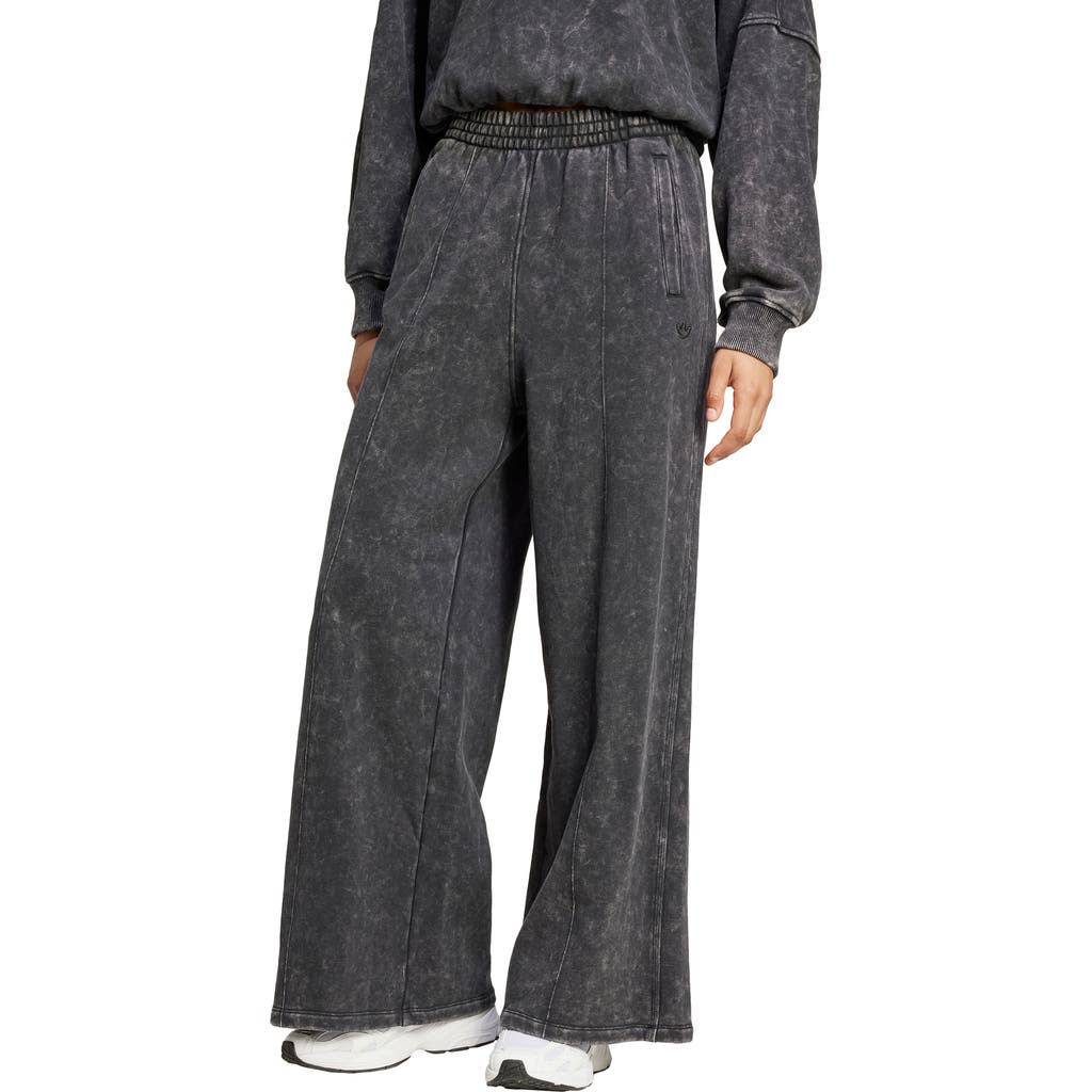 Adidas Originals Premium Essentials Washed Wide Leg Cotton Pants In Black