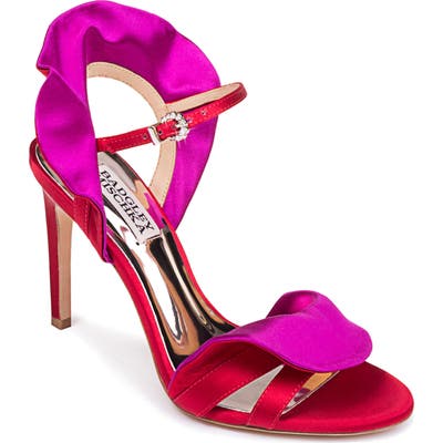 Badgley Mischka Ella Two-Tone Satin Sandal, Red