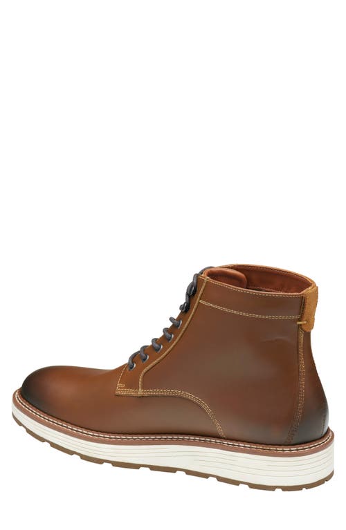 Shop Johnston & Murphy Upton Plain Toe Waterproof Boot In Dark Tan Full Grain