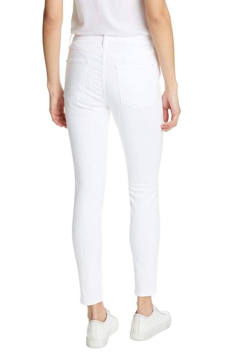 FRAME High Waist Ankle Skinny Jeans, Alternate, color, Blanc