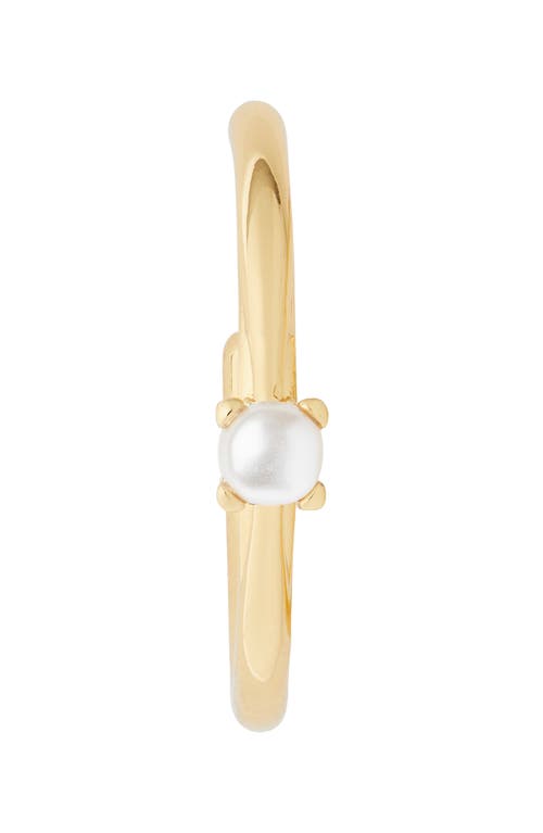 Shop Kate Spade New York Little Luxuries Imitation Pearl Hoop Earrings In Cream/gold