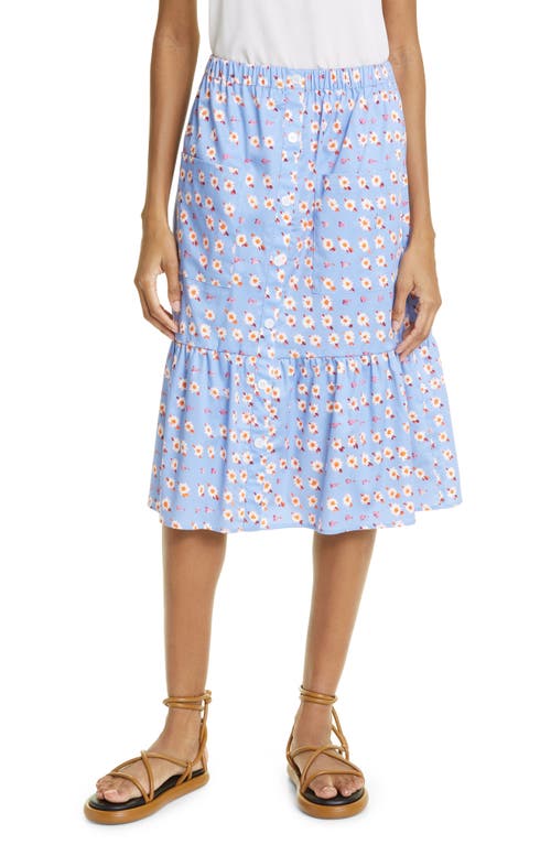 Autumn Adeigbo June Floral Print Ruffle Skirt in Blue Daisy