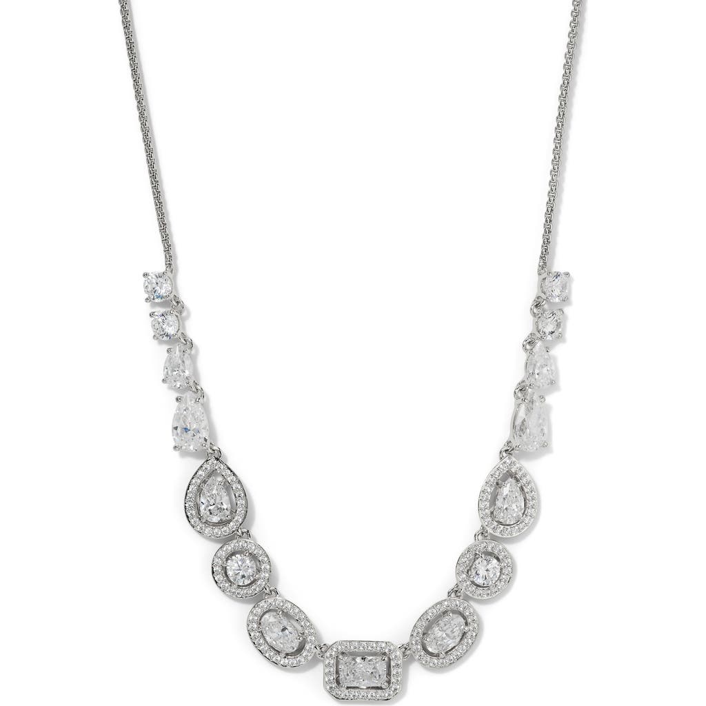 Nadri Radiant Cubic Zirconia Frontal Necklace In Rhodium