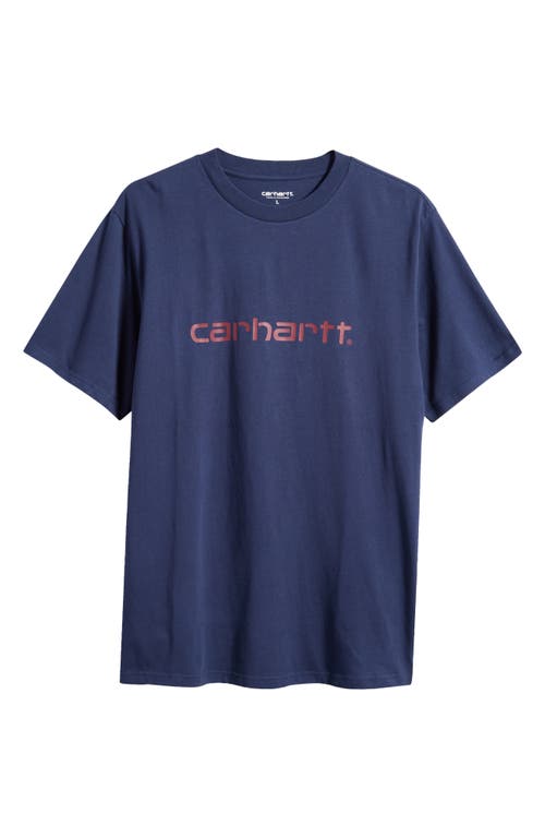 Shop Carhartt Work In Progress Script Logo Graphic T-shirt In Air Force Blue/malbec