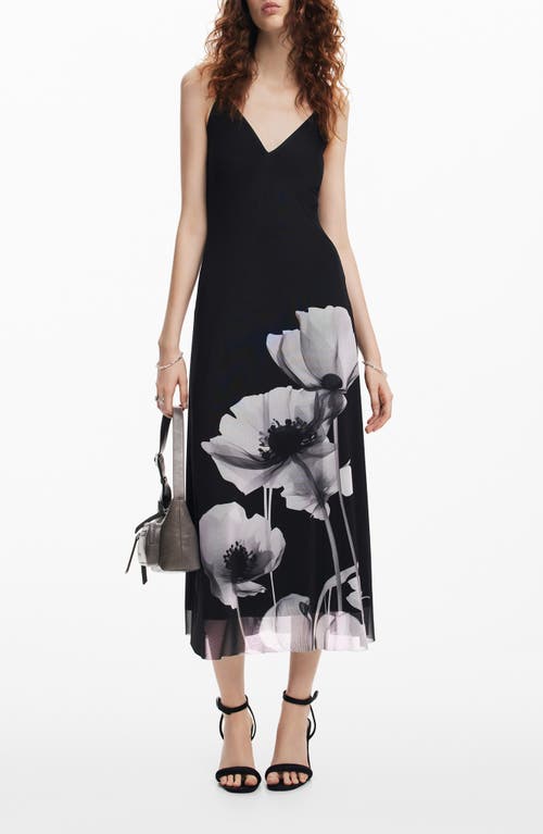 Shop Desigual Fresno Floral Print Slipdress In Black