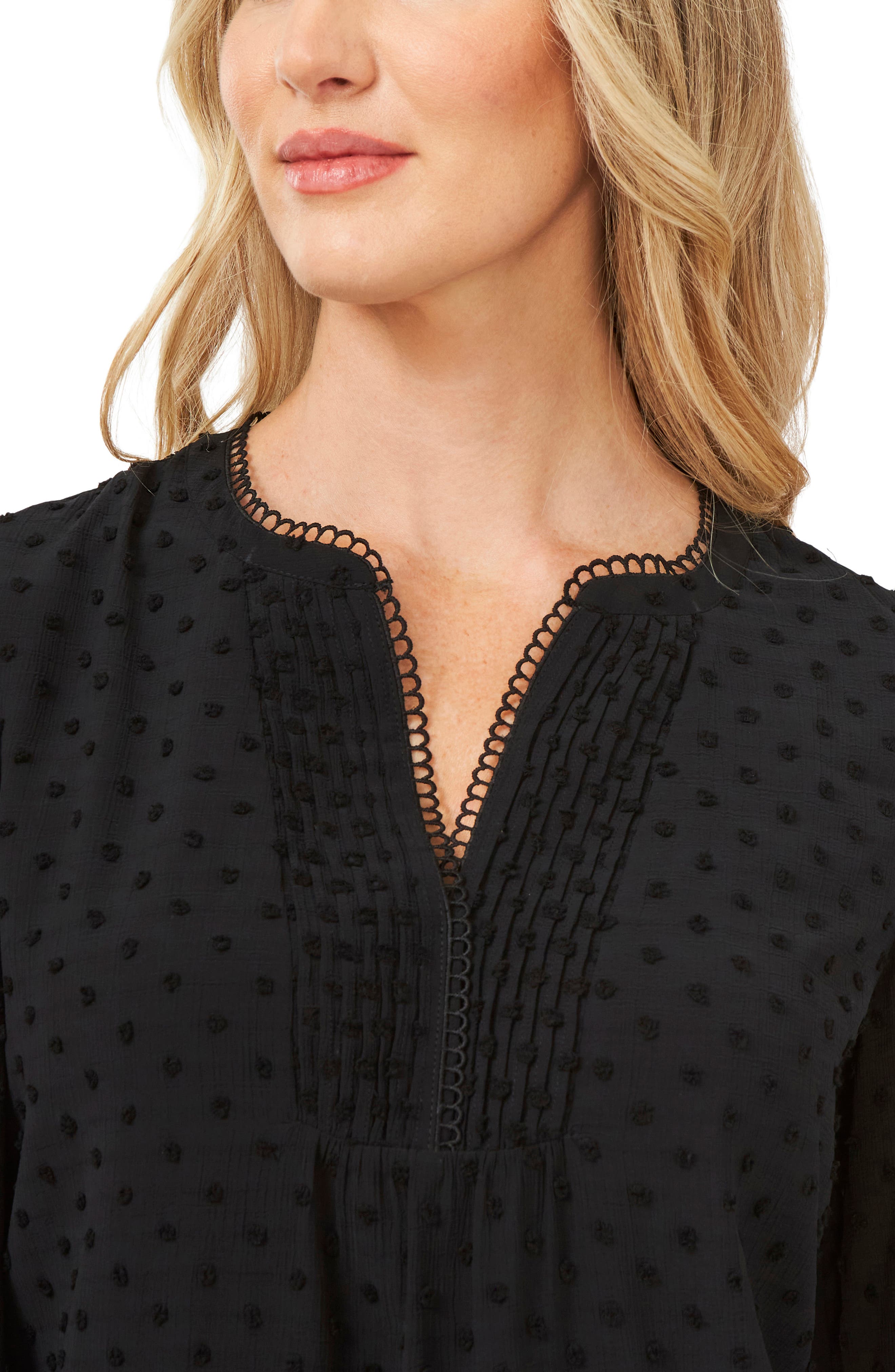 CeCe Clip Dot Long Sleeve Blouse 