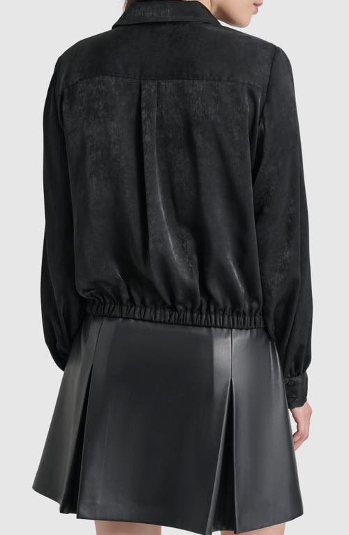 Shop Dkny Long Sleeve Faux Wrap Shirt In Black