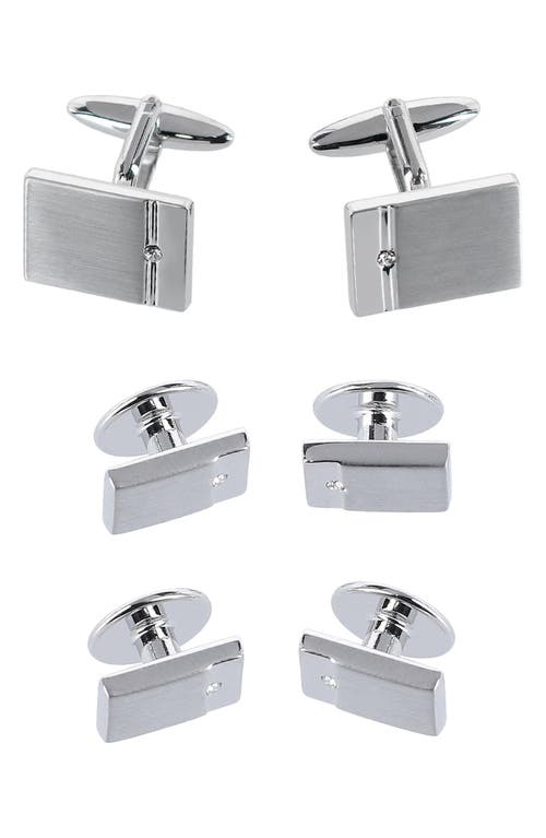 Trafalgar The Kingsley Square Cuff Link & Stud Set in Silver at Nordstrom