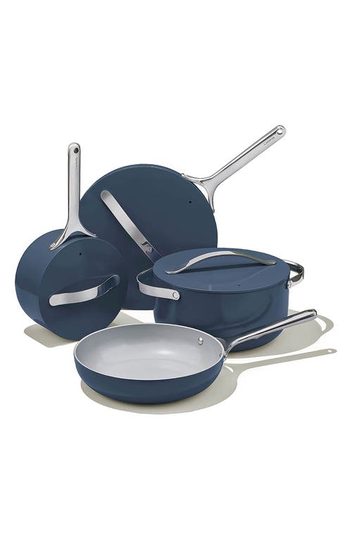 CARAWAY Non-Toxic Ceramic Non-Stick 7-Piece Cookware Set with Lid Storage in Navy at Nordstrom