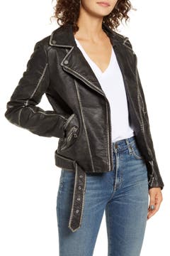 Vigoss Hooded Washed Faux Leather Moto Jacket | Nordstrom