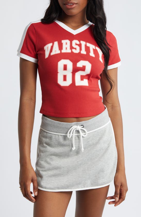 Shop Bp. Varsity V-neck Graphic T-shirt In Red Varsity