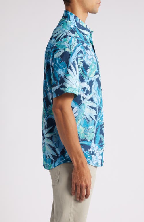 Shop Tommy Bahama Bahama Coast Jungle Haven Islandzone® Short Sleeve Performance Button-up Shirt In Oceanfront