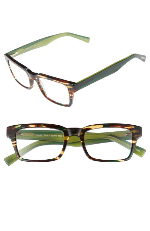 eyebobs Fare N Square 51mm Reading Glasses in Green Tortoise at Nordstrom, Size +1.75