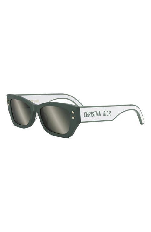 Shop Dior Pacific S2u 53mm Geometric Sunglasses In Shiny Dark Green/brown