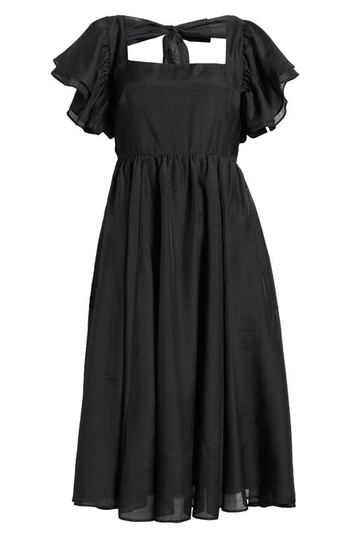 Shop Chelsea28 Ruffle Sleeve Open Back Dress In Black