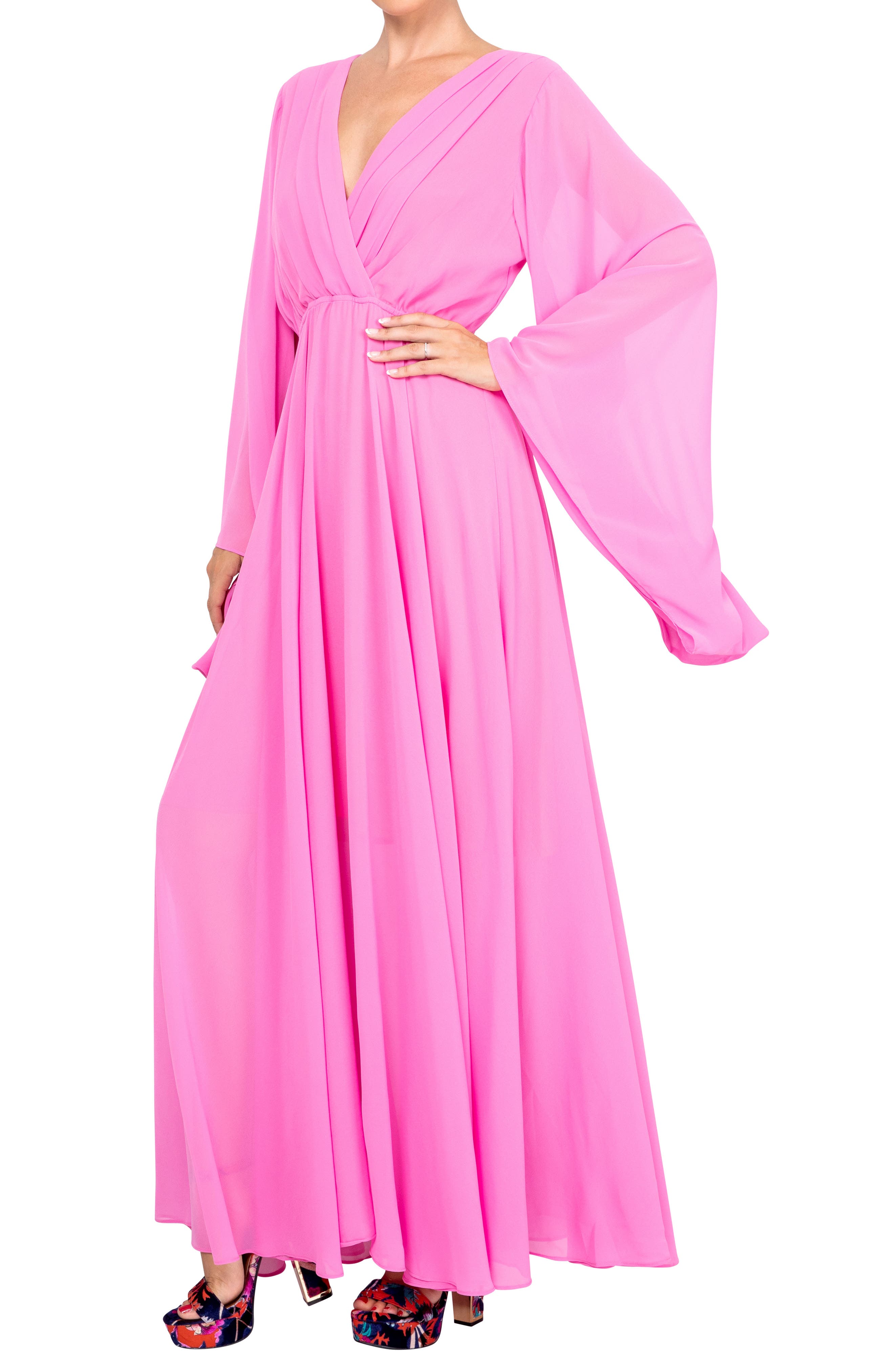 MEGHAN LA Sunset Wide Sleeve Maxi Dress 