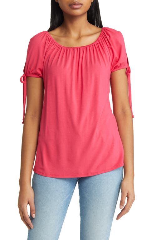 Loveappella Slit Sleeve Knit Top in Pink Polish