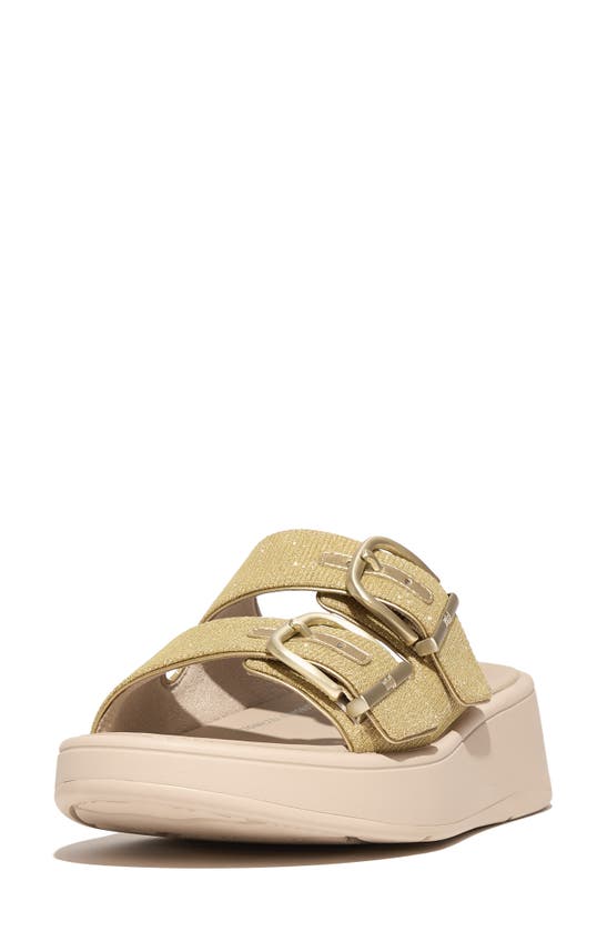 Shop Fitflop F-mode Shimmer Buckle Sandal In Platino