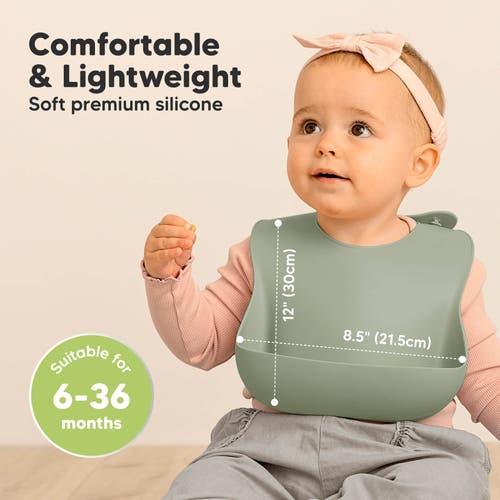 Keababies Prep Silicone Bibs In Sage