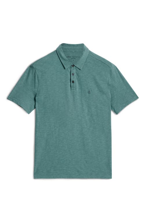 Shop John Varvatos Victor Organic Cotton Slub Polo In Deep Sea Green