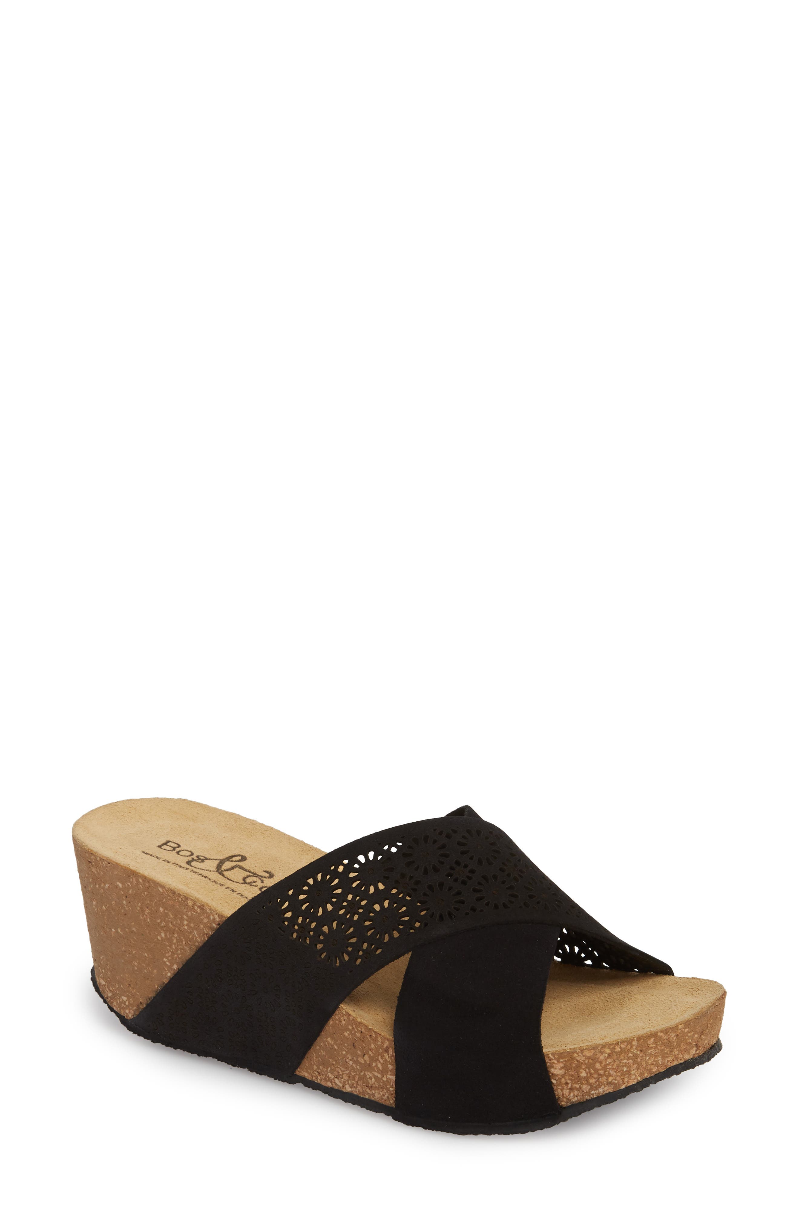 Bos. & Co. Lomi Platform Wedge Slide Sandal, Black