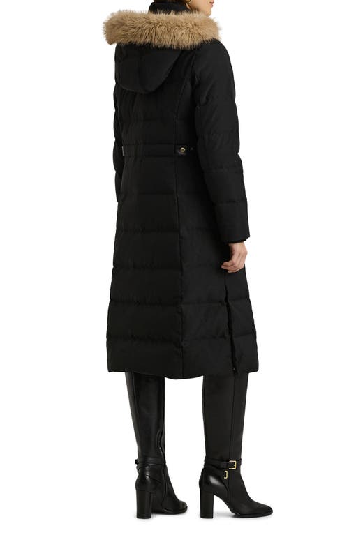 Ralph Lauren Lauren Heritage Down & Feather Fill Puffer With Faux Fur Trim Removable Hood In Black