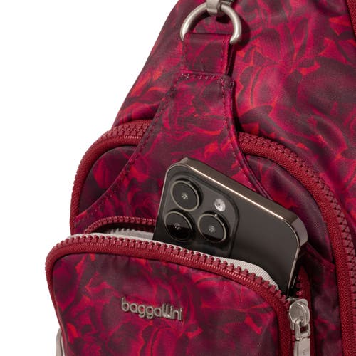 Baggallini Central Park Sling Bag In Red Divine Rose