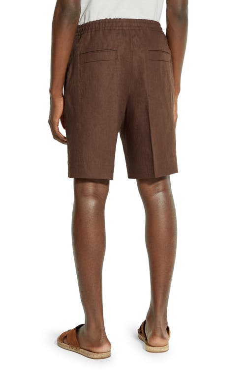 Shop Zegna Oasi Linen Twill Shorts In Ferruggine