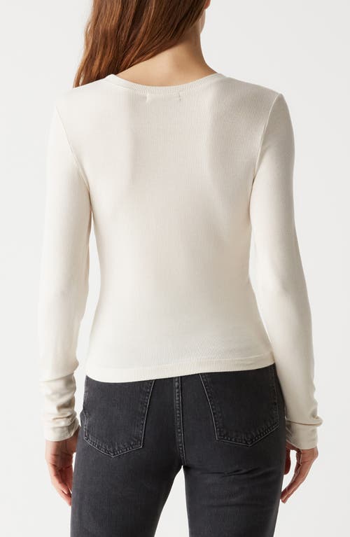 Shop Michael Stars Finn Rib Crewneck Top In Chalk