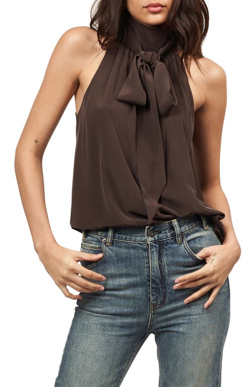 Equipment Tie Neck Silk Halter Top in Black Coffee at Nordstrom, Size Large