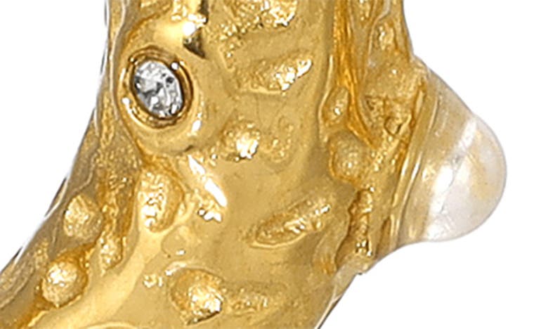 Shop Eye Candy Los Angeles Imitation Pearl Molten Hoop Earrings In Gold