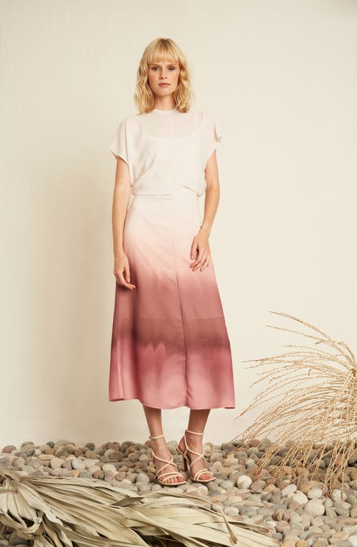 Shop Luxely Haze Dip Dye Midi Dress In Cream/old Rose