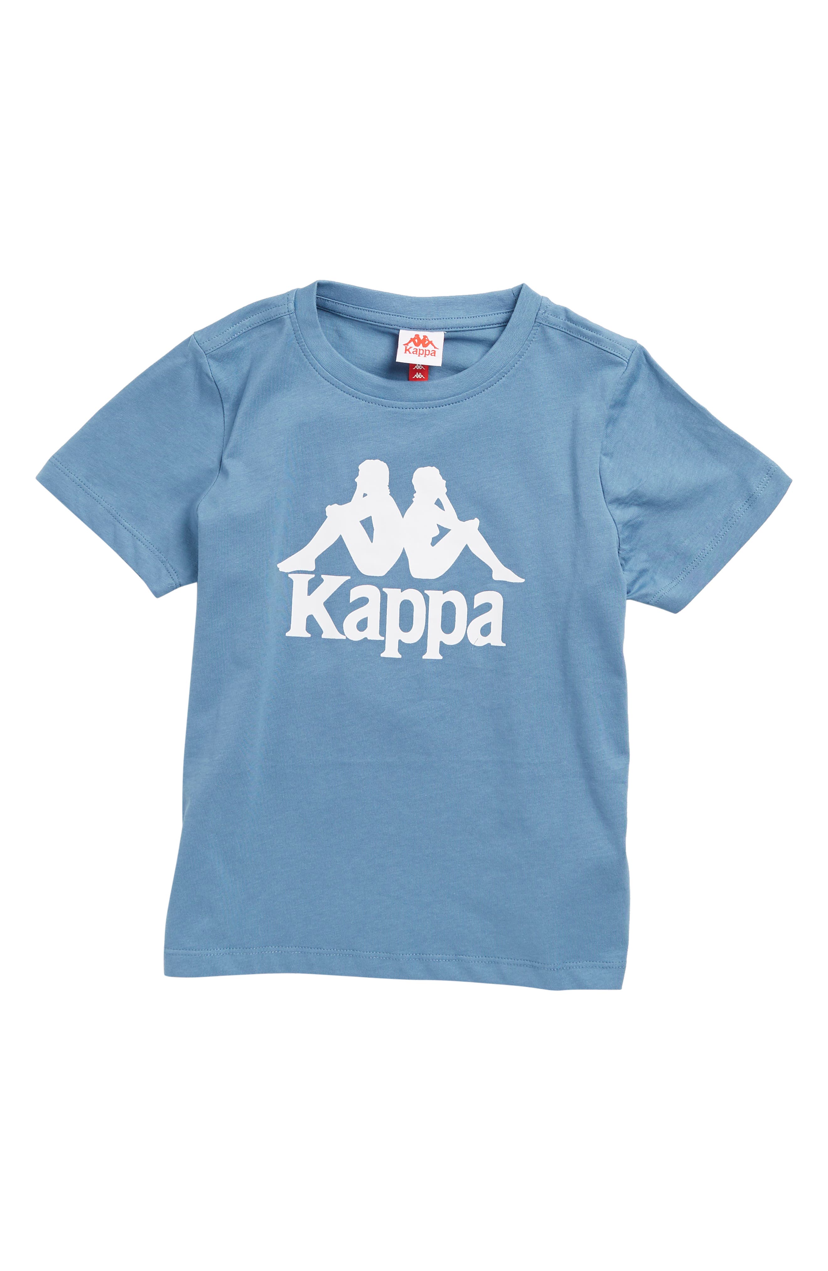 Kappa Kids' Authentic Estessi Logo Cotton Graphic Tee in Blue Steel-Bright White at Nordstrom, Size 8Y Us