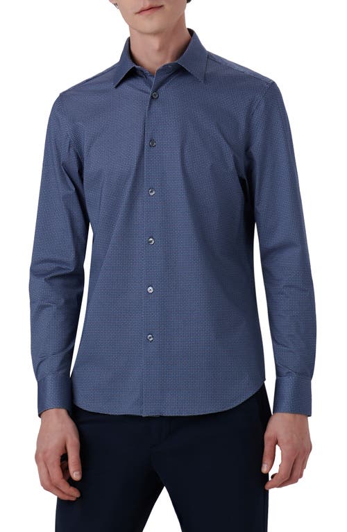 Bugatchi James OoohCotton Geometric Print Button-Up Shirt Denim at Nordstrom,