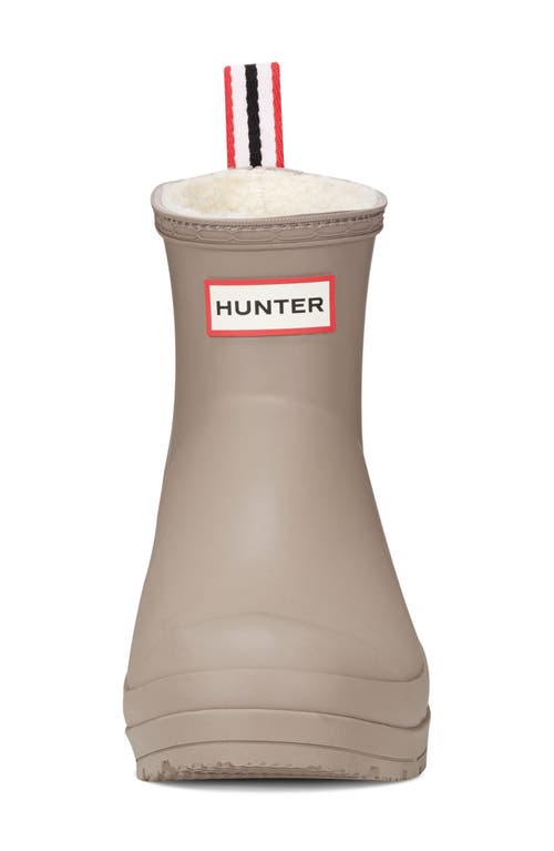 Shop Hunter Play Short Faux Shearling Lined Waterproof Rain Boot In Millstone/black