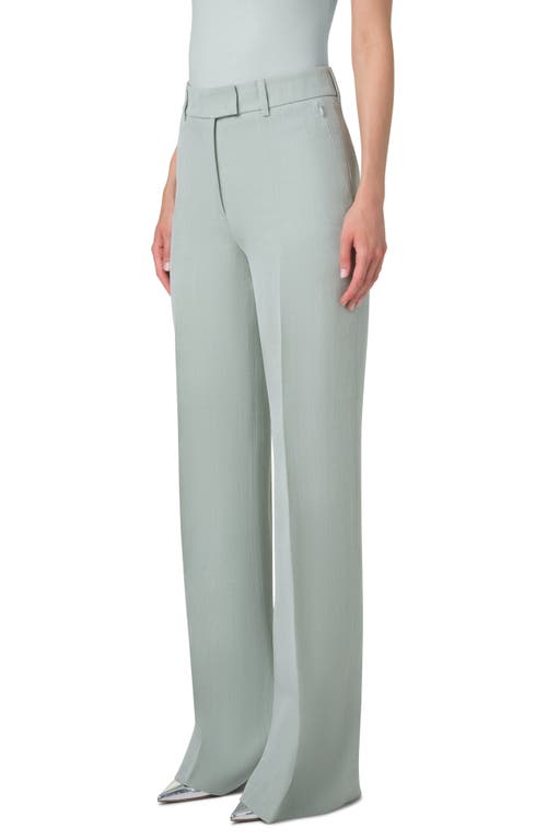 Shop Akris Fior Chambray Pants<br> In Stone Blue