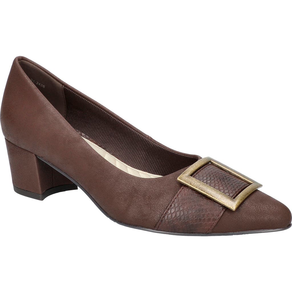 Easy Street Cider Womens Embellished Faux Leather Pumps In Brown Matte