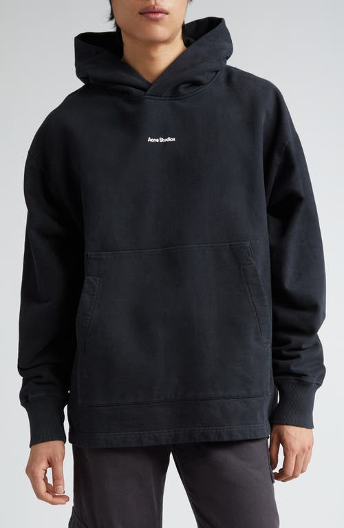 Acne Studios Small Logo Embroidered Organic Cotton Hoodie Black at