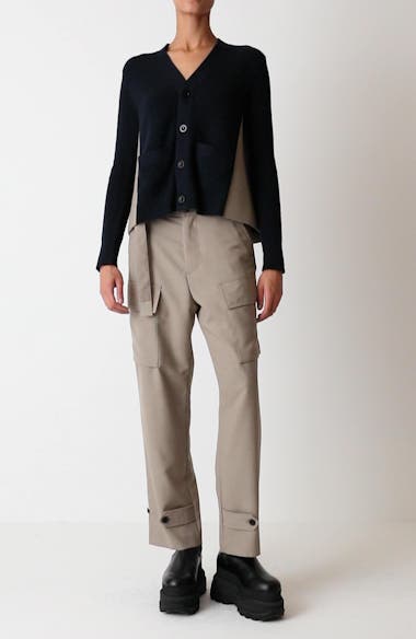 Sacai Rib Knit & Suiting Hybrid Cardigan | Nordstrom