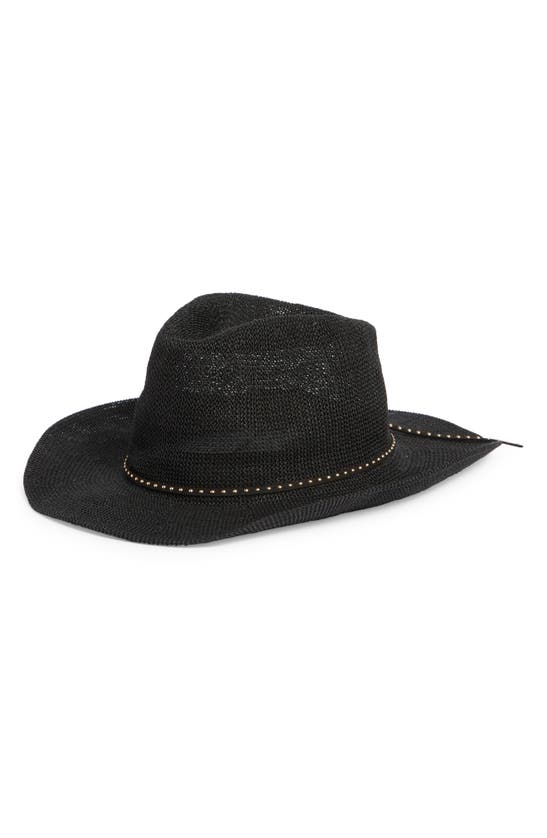 Shop Vince Camuto Studded Band Straw Cowboy Hat In Black