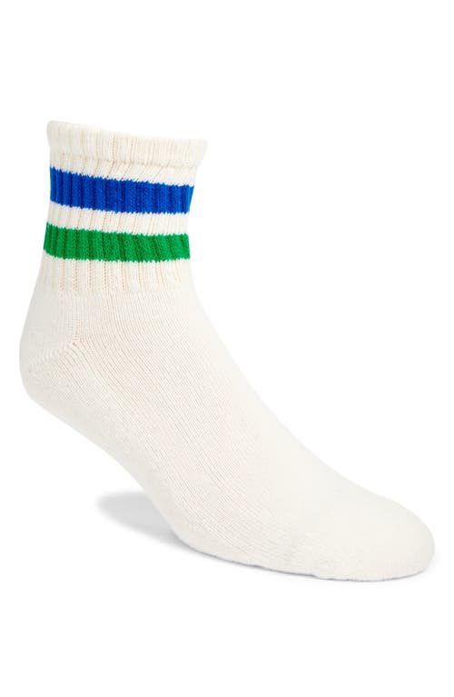 The Retro Stripe Quarter Crew Socks in Kelly/Royal