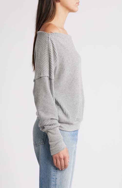 Shop Treasure & Bond Off The Shoulder Thermal Knit Top In Grey Heather