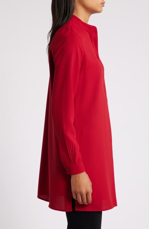 Shop Anne Klein Long Sleeve Woven Tunic In Titian Red