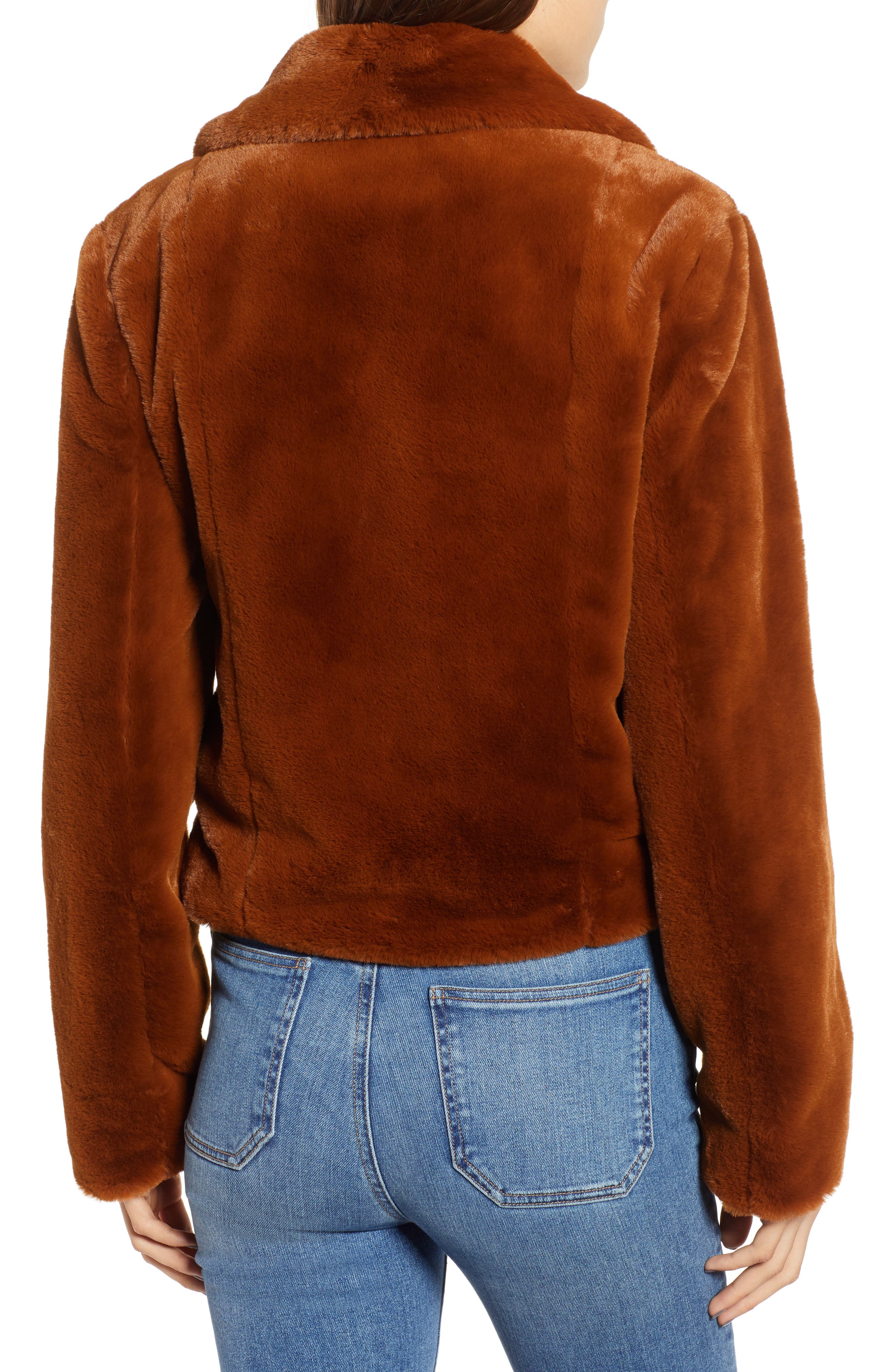 BLANKNYC Denim Crop Faux Fur Jacket Nordstrom Rack