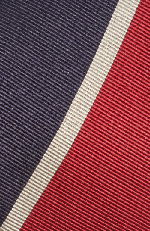 Drake's Mogador Block Stripe Silk Tie In Navy/red/ecru