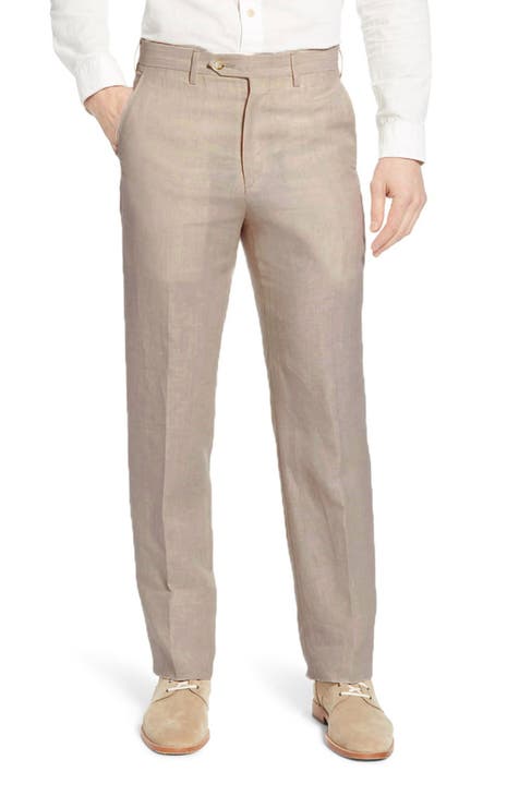 Men's Drawstring Cotton Linen Pants Solid Color Elastic Waist