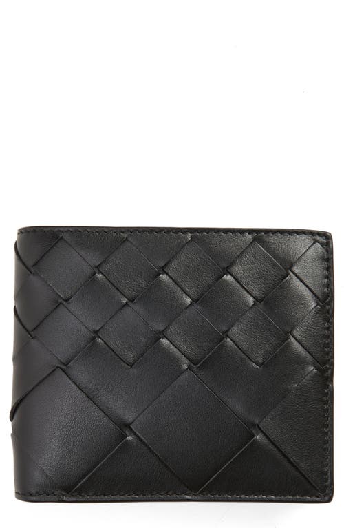 Bottega Veneta Intrecciato Calfskin Leather Wallet in 8803 Black/Silver at Nordstrom